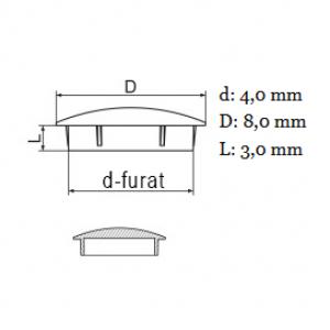Furattakaró dugó (lencse forma) Ø 4 mm-es furatokhoz. Kiszerelés: 50db
