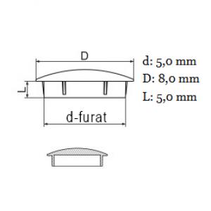 Furattakaró dugó (lencse forma) Ø 5 mm-es furatokhoz. Kiszerelés: 50db