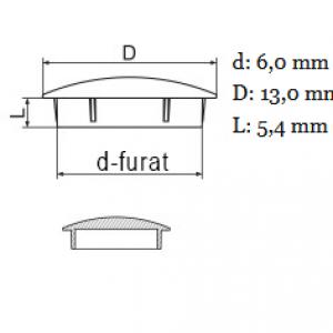 Furattakaró dugó (lencse forma) Ø 6 mm-es furatokhoz. (13) Kiszerelés: 100db