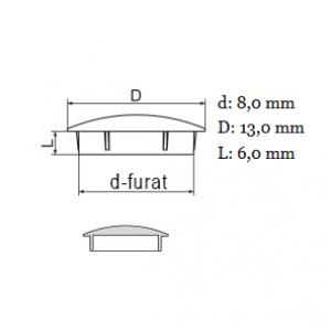Furattakaró dugó (lencse forma) Ø 8 mm-es furatokhoz. Kiszerelés: 100db