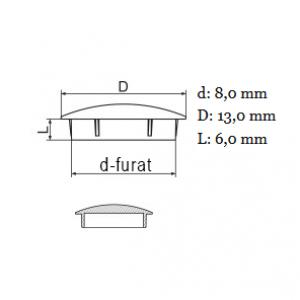 Furattakaró dugó (lencse forma) Ø 8,0 mm-es furatokhoz. Kiszerelés: 100db