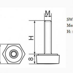 Hatszögletű állítható láb 19 mm széles talppal, M8x20-as szárral. 100 db HL