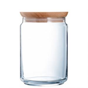 Luminarc Pot Pure üvegtároló fa tetővel, 1 liter, 15,5x10,5 cm, P9612