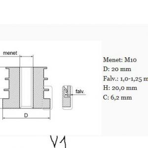 Menetes csődugó 20mm, M10 menettel, 100 db