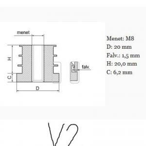 Menetes csődugó 20mm, M8 menettel. 100 db