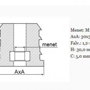 Menetes zártszelvény dugó 30x30mm, M10 menettel betétanya, FEKETE, 100db