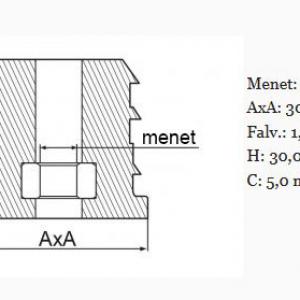 Menetes zártszelvény dugó 30x30mm, M8 menettel betétanya, FEKETE, 100db