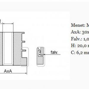 Menetes zártszelvénydugó 30x30 mm, M10-es menettel. fv.:1 vagy 1,5mm vagy 2mm, 100 db