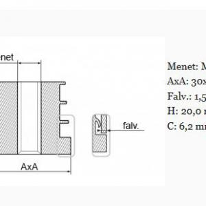 Menetes zártszelvénydugó 30x30 mm, M10-es menettel. fv.:1 vagy 1,5mm vagy 2mm, 100 db