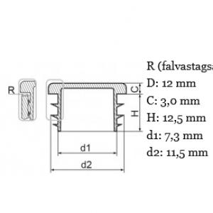 Műanyag csődugó 12 mm. Kiszerelés: 100 db