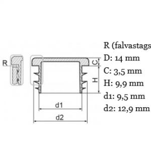 Műanyag csődugó 14 mm. Kiszerelés: 100 db