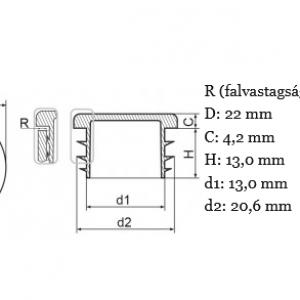Műanyag csődugó 22 mm. Kiszerelés: 100 db
