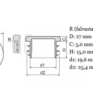 Műanyag csődugó 27 mm. Kiszerelés: 100 db