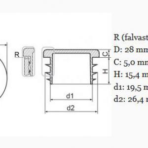 Műanyag csődugó 28 mm. Kiszerelés: 100 db