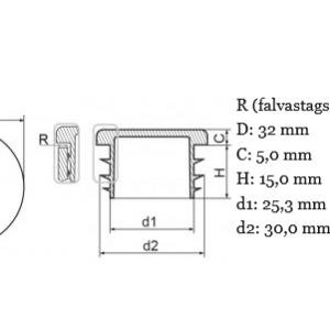 Műanyag csődugó 32 mm. Kiszerelés: 100 db