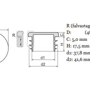 Műanyag csődugó 48,3 mm, (4mm fv) Kiszerelés: 100 db