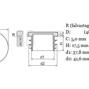Műanyag csődugó 48,3 mm, (4mm fv)  V2, 50 db