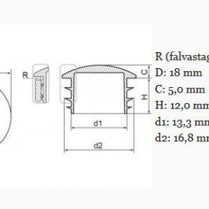 Műanyag DOMBORÚ csődugó 18 mm. Kiszerelés: 100 db