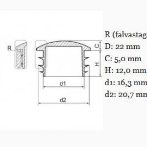 Műanyag DOMBORÚ csődugó 22 mm. Kiszerelés: 100 db