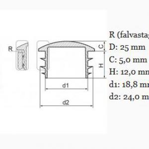 Műanyag DOMBORÚ csődugó 25 mm. Kiszerelés: 100 db