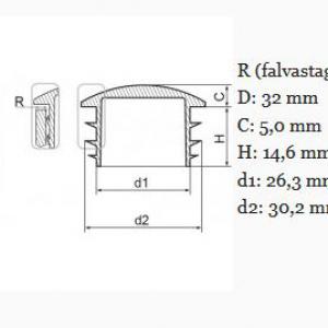 Műanyag DOMBORÚ csődugó 32 mm. Kiszerelés: 100 db