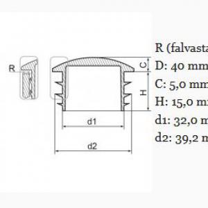 Műanyag DOMBORÚ csődugó 40 mm. Kiszerelés: 100 db