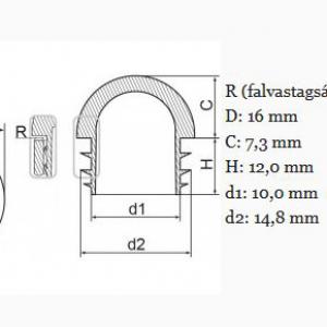 Műanyag gömbölyű csődugó 16 mm. Kiszerelés: 100 db