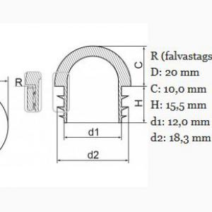 Műanyag gömbölyű csődugó 20 mm. Kiszerelés: 100 db