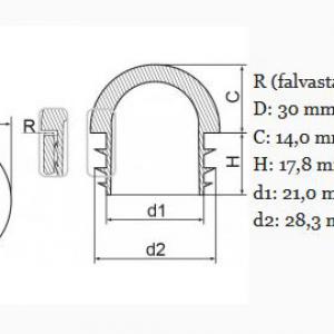 Műanyag gömbölyű csődugó 30 mm. Kiszerelés: 100 db
