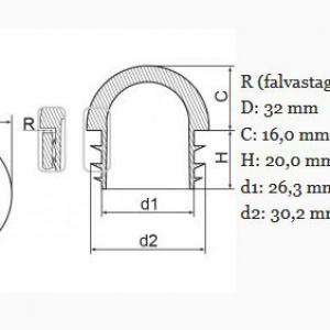 Műanyag gömbölyű csődugó 32 mm. Kiszerelés: 100 db