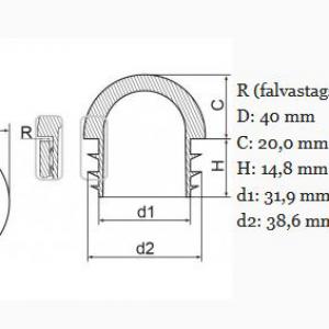 Műanyag gömbölyű csődugó 40 mm. Kiszerelés: 100 db