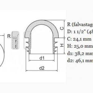 Műanyag gömbölyű csődugó 48,3 mm. Kiszerelés: 100 db