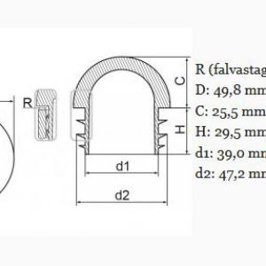 Műanyag gömbölyű csődugó 50 mm. Kiszerelés: 100 db