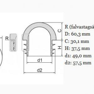 Műanyag gömbölyű csődugó 60 mm. Kiszerelés: 100 db