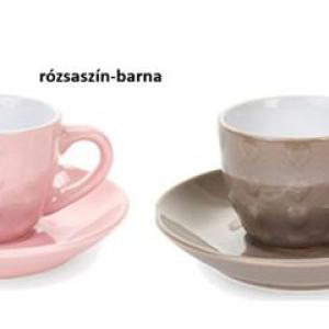 N.S.HU015 Kerámia kávéscsésze+alj 6 személyes, pastel