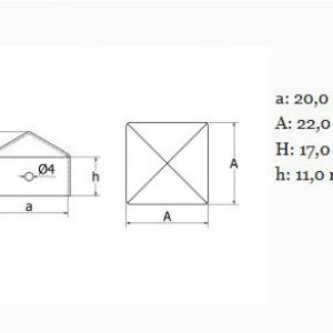 Nyersacél oszlopsapka 20x20 mm oszlopokra. Kiszerelés: 50 db