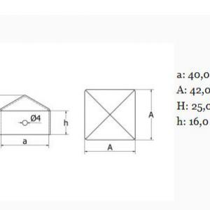 Nyersacél oszlopsapka 40x40 mm oszlopokra. Kiszerelés: 50 db
