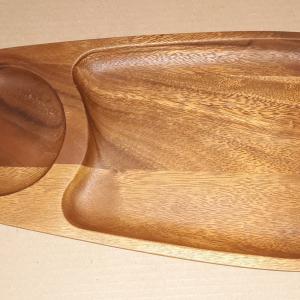 Parawood Fa kínáló, (osztott, ovál), sötétbarna,  20,5X40,5X2,5 cm, 210024