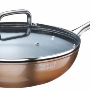 Pintinox Materic indukciós-bevonatos wok+üvegfedő rm. nyéllel, 28 cm, 144786