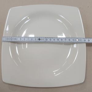 Porcelán szögletes desszert tányér, fehér, 22cm, BNMR