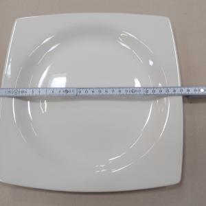 Porcelán szögletes lapos tányér, fehér, 27cm, BNMR