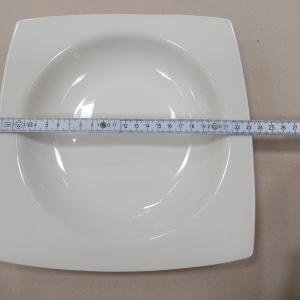 Porcelán szögletes mély tányér, fehér, 23cm, BNMR