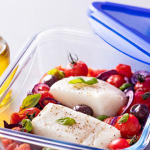 Pyrex Cook&Go; szögl.üvegtál+fedő, 16X16X6 cm, 0,8 liter, 203209