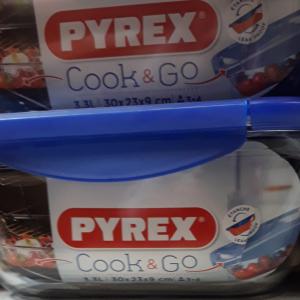 Pyrex Cook&Go; tégl. tál+műa.fedő, 30X23X9 cm, 3,3 liter, 203208