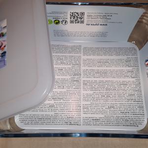 Pyrex Cook Freeze; szögletes sütőtál műanyag tetővel, 27X22X9 cm, 4 liter, 203232