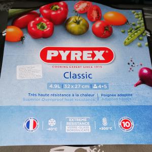 PYREX kerek sütőtál fedővel, üveg, 4,9L (3,5+1,4 liter), 203041