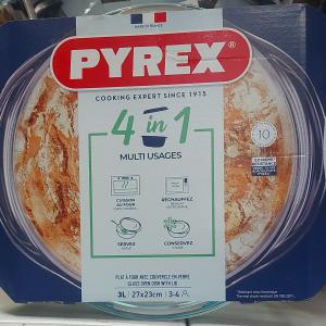 PYREX kerek sütőtál+fedő 3 L(2,3l+0,7l) üveg csom.4in1