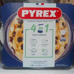 PYREX kerek üveg sütőtál+fedő 1,3l (1l+0,3l)