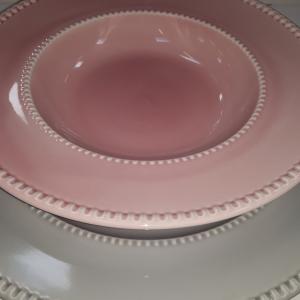 QUALITY CERAMIC LUXE kerámia étkészlet, 18 részes tányérkészlet, rózsaszín-szürke, 211162