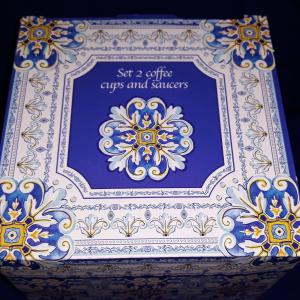 R2S Maiolica Blue porcelán espresso szett dobozban, 2 szett, 110 ml, R0921MAIB